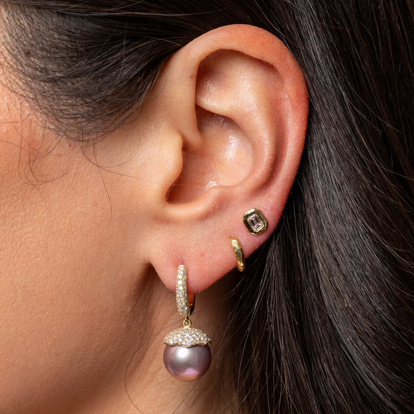 Octavia Elizabeth Pink Pearl & Diamond Orb Earrings