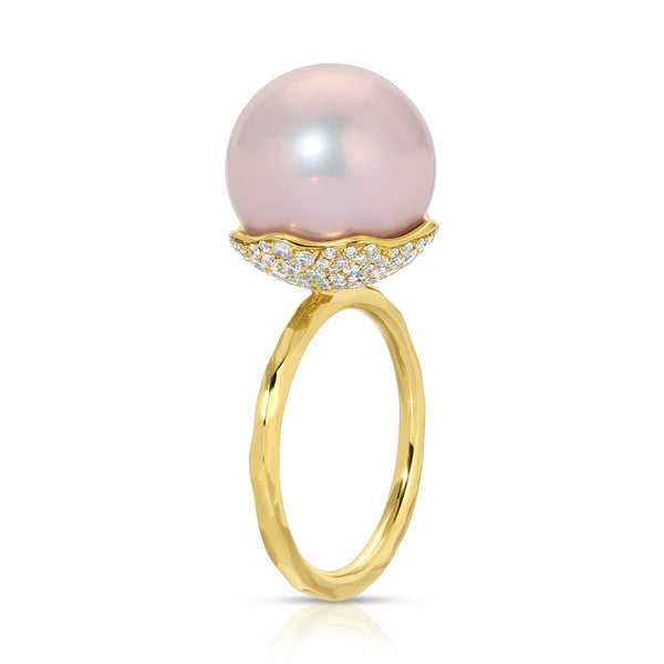 octavia elizabeth Pink Pearl Orb & Diamond Ring