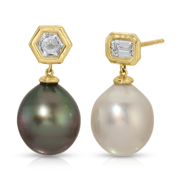octavia elizabeth Two Tone Tahitian Pearl Earrings