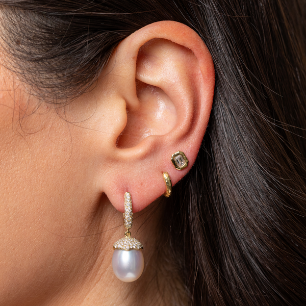 Octavia Elizabeth White Pearl & Diamond Orb Earrings