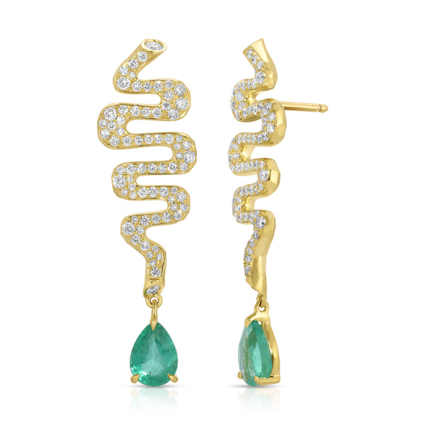 octavia elizabeth Pavé Diamond & Emerald Pacific Coast Earrings