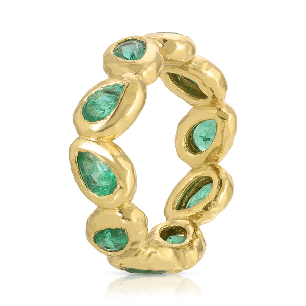 Octavia Elizabeth Pear Shaped Emerald Nesting Gem Eternity Band