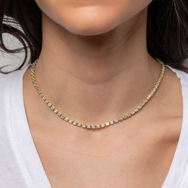 Octavia Elizabeth Petite Diamond Nesting Gem Tennis Necklace - Emerald Cut
