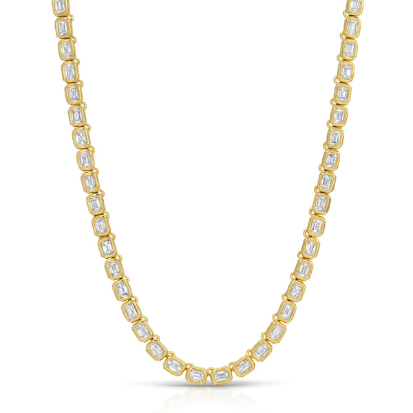octavia elizabeth Petite Diamond Nesting Gem Tennis Necklace - Emerald Cut