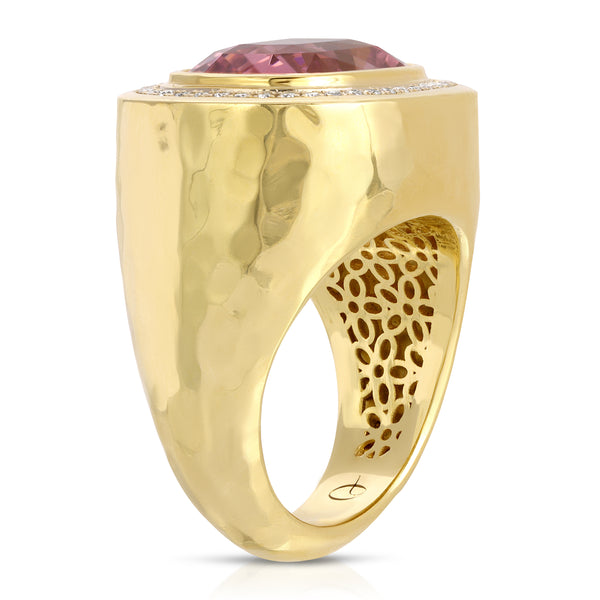 Octavia Elizabeth Pink Tourmaline Cushion Blushing Ring