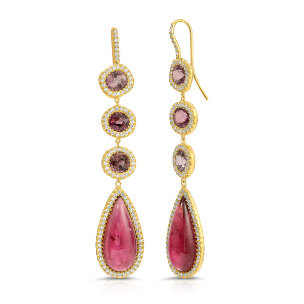 octavia elizabeth Rubellite Spinel & Diamond Earrings