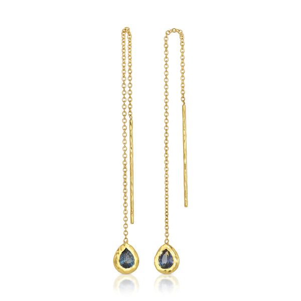 octavia elizabeth Sapphire Pear Nesting Gem Drop Earrings