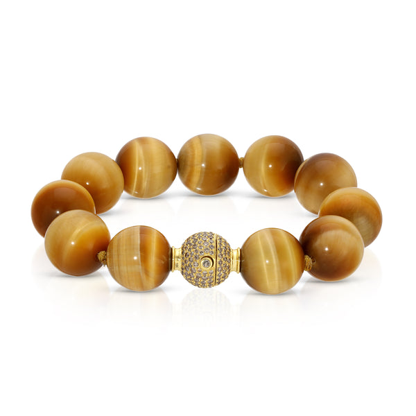 octavia elizabeth Tiger's Eye & Champagne Diamond Orb Bracelet