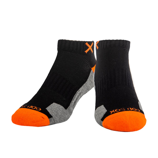 Odd Sox Basix Men Ankle 3-Block Staple Orange Black Heather
