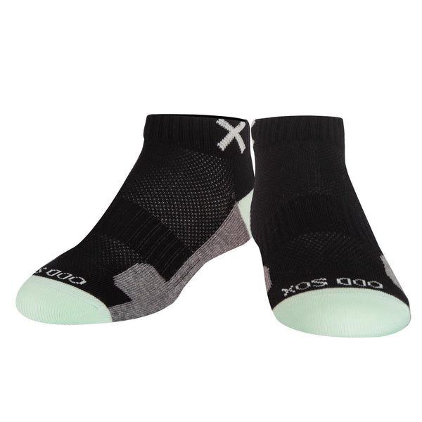 Odd Sox Basix Women Ankle 3 Block Pastel Black Mint Heather