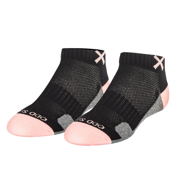odd sox Basix Women Ankle 3 Block Pastel Black Pink Heather
