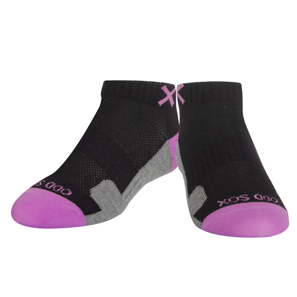 Odd Sox Basix Women Ankle 3 Block Pastel Black Purple Heather