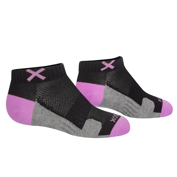 Odd Sox Basix Women Ankle 3 Block Pastel Black Purple Heather