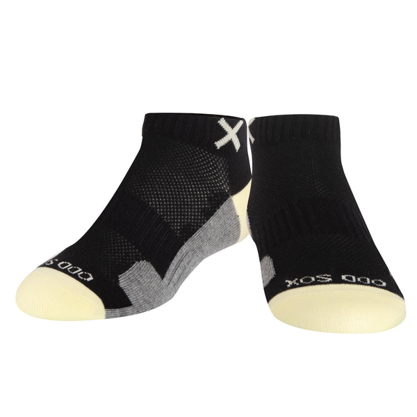 Odd Sox Basix Women Ankle 3 Block Pastel Black Yellow Heather