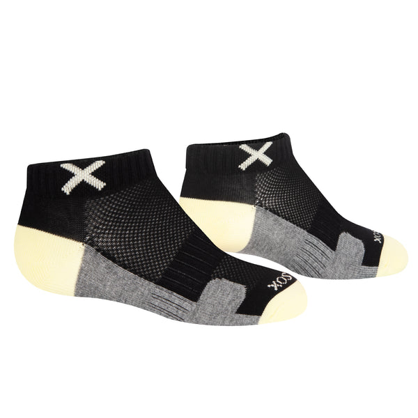 Odd Sox Basix Women Ankle 3 Block Pastel Black Yellow Heather