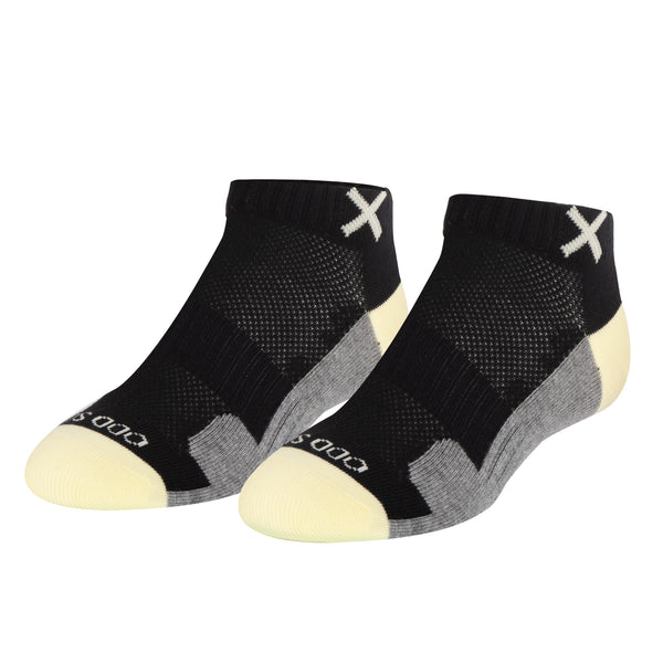 odd sox Basix Women Ankle 3 Block Pastel Black Yellow Heather