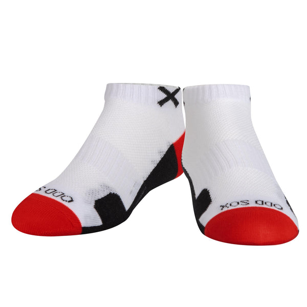 Odd Sox Basix Women Ankle 3 Block Staple Red White Black