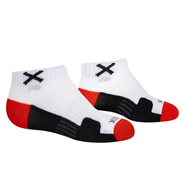 Odd Sox Basix Women Ankle 3 Block Staple Red White Black