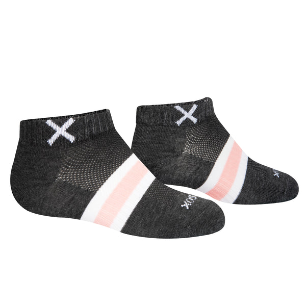Odd Sox Basix Women Ankle 3 Stripe Pastel Gray Pink White