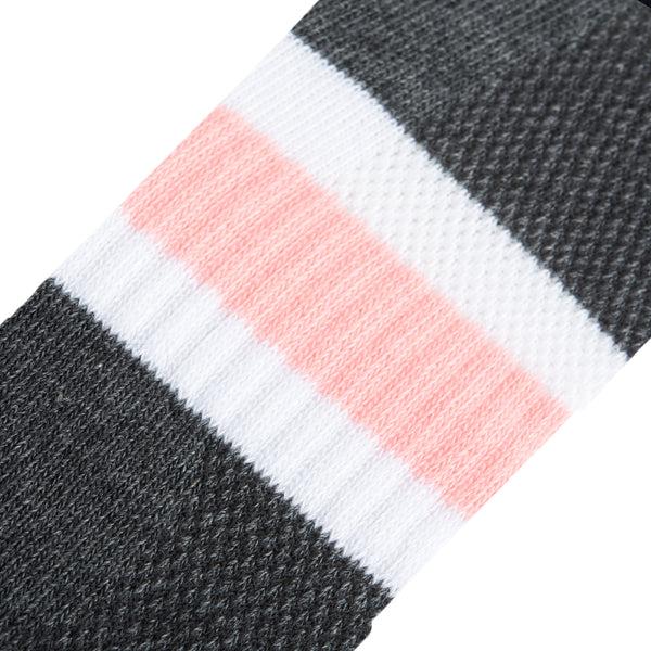 Odd Sox Basix Women Ankle 3 Stripe Pastel Gray Pink White