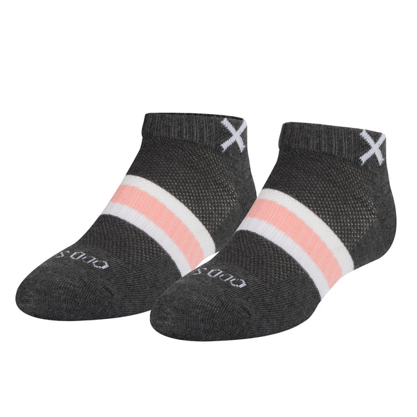 odd sox Basix Women Ankle 3 Stripe Pastel Gray Pink White