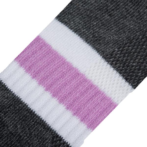 Odd Sox Basix Women Ankle 3 Stripe Pastel Gray Purple White