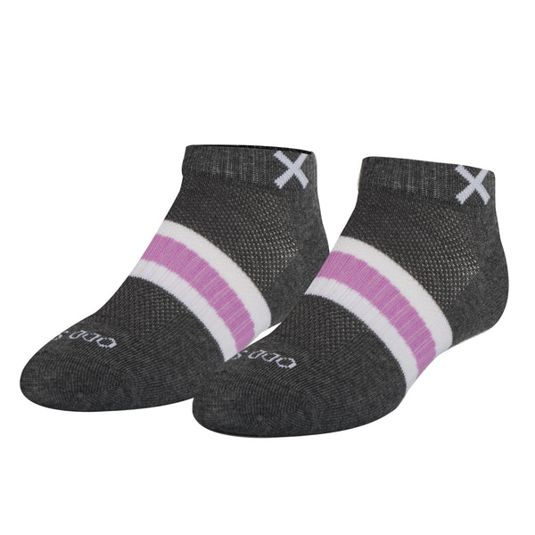 odd sox Basix Women Ankle 3 Stripe Pastel Gray Purple White