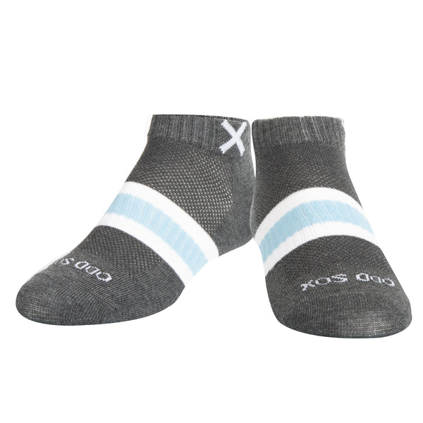 Odd Sox Basix Women Ankle 3 Stripe Pastel Gray Sky White