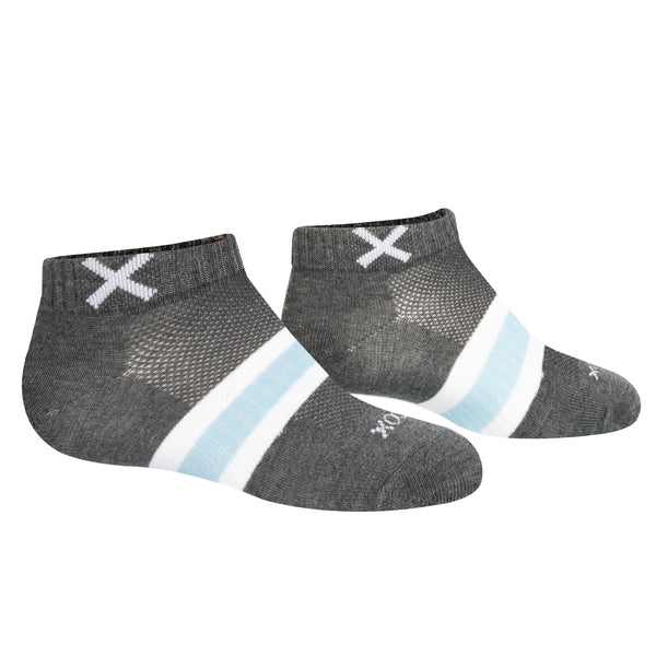 Odd Sox Basix Women Ankle 3 Stripe Pastel Gray Sky White