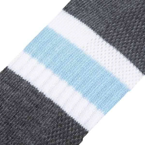 Odd Sox Basix Women Ankle 3 Stripe Pastel Gray Sky White