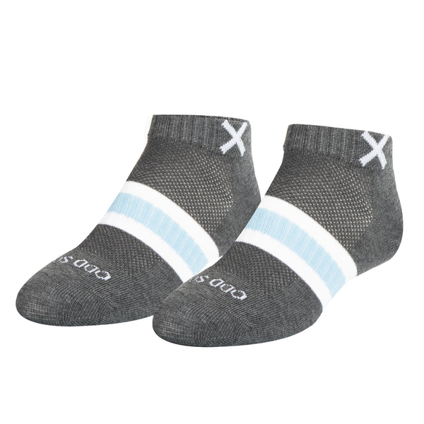 odd sox Basix Women Ankle 3 Stripe Pastel Gray Sky White