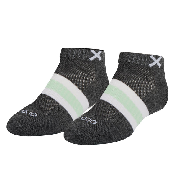 odd sox Basix Women Ankle 3 Stripe Pastel Gray Turquoise White