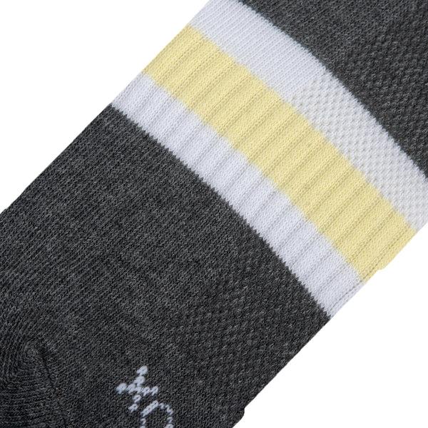 Odd Sox Basix Women Ankle 3 Stripe Pastel Gray Yellow White