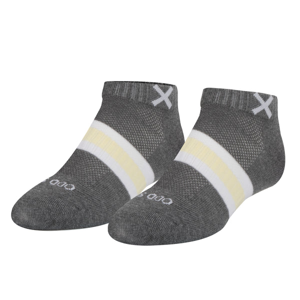 odd sox Basix Women Ankle 3 Stripe Pastel Gray Yellow White