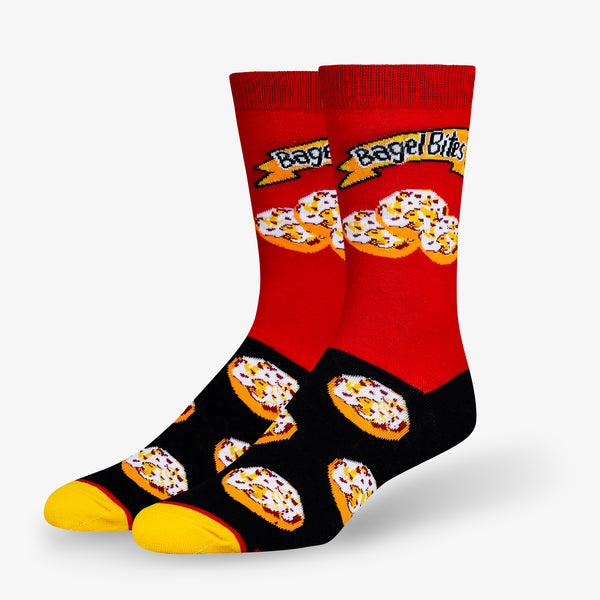 odd sox Bagel Bites Red Men's Crew Socks