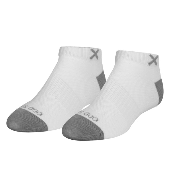 odd sox Basix Women Ankle Solid Core White Gray