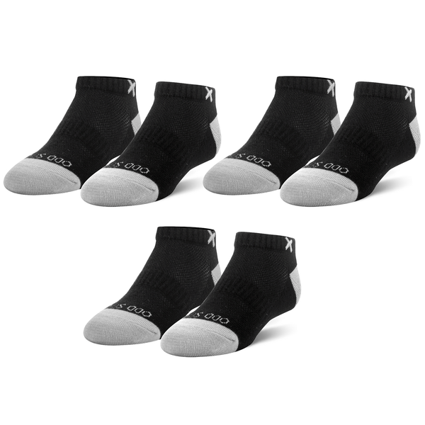 odd sox Black Gray Big Kids Ankle Socks (3 Pack)
