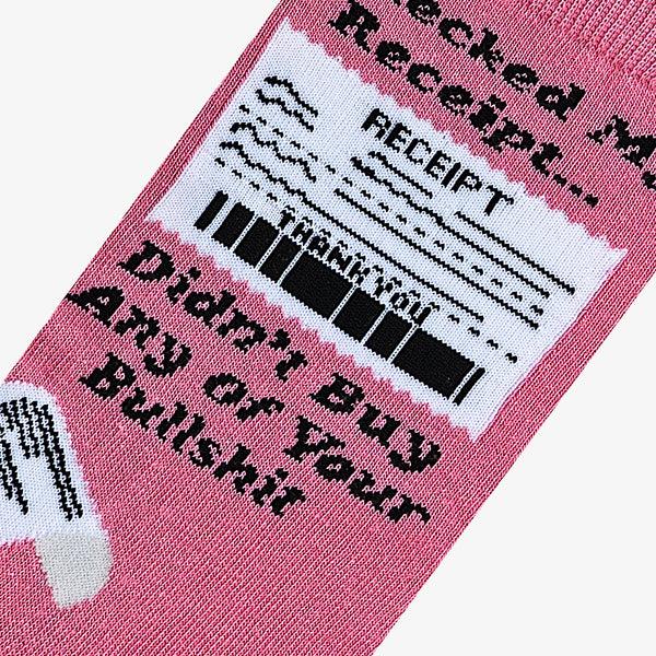 Odd Sox Checked My Receipt Pink Women's Crew Socks