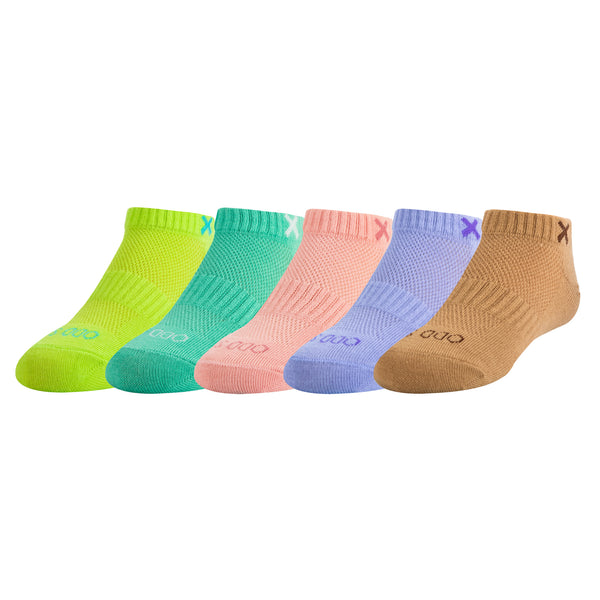 Odd Sox Solid Pastel Colors Big Kids Ankle Socks (5 Pack)