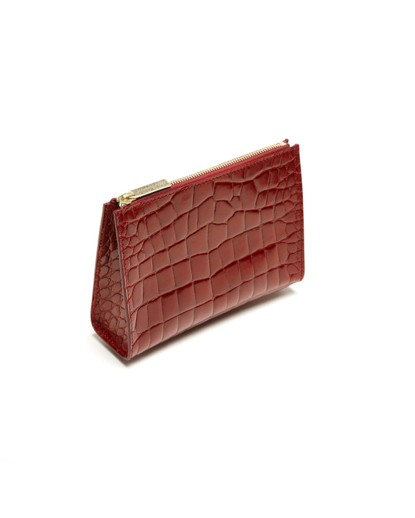 Officina Del Poggio Medium Zip Pouch - Embossed Croc