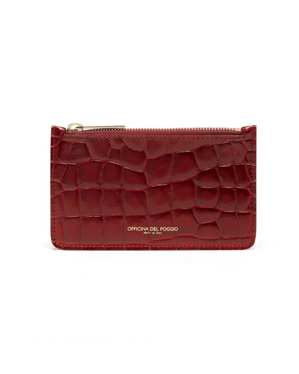 Officina Del Poggio Small Zip Pouch - Embossed Croc