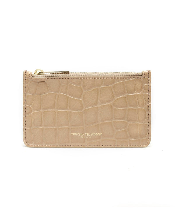 Officina Del Poggio Small Zip Pouch - Embossed Croc