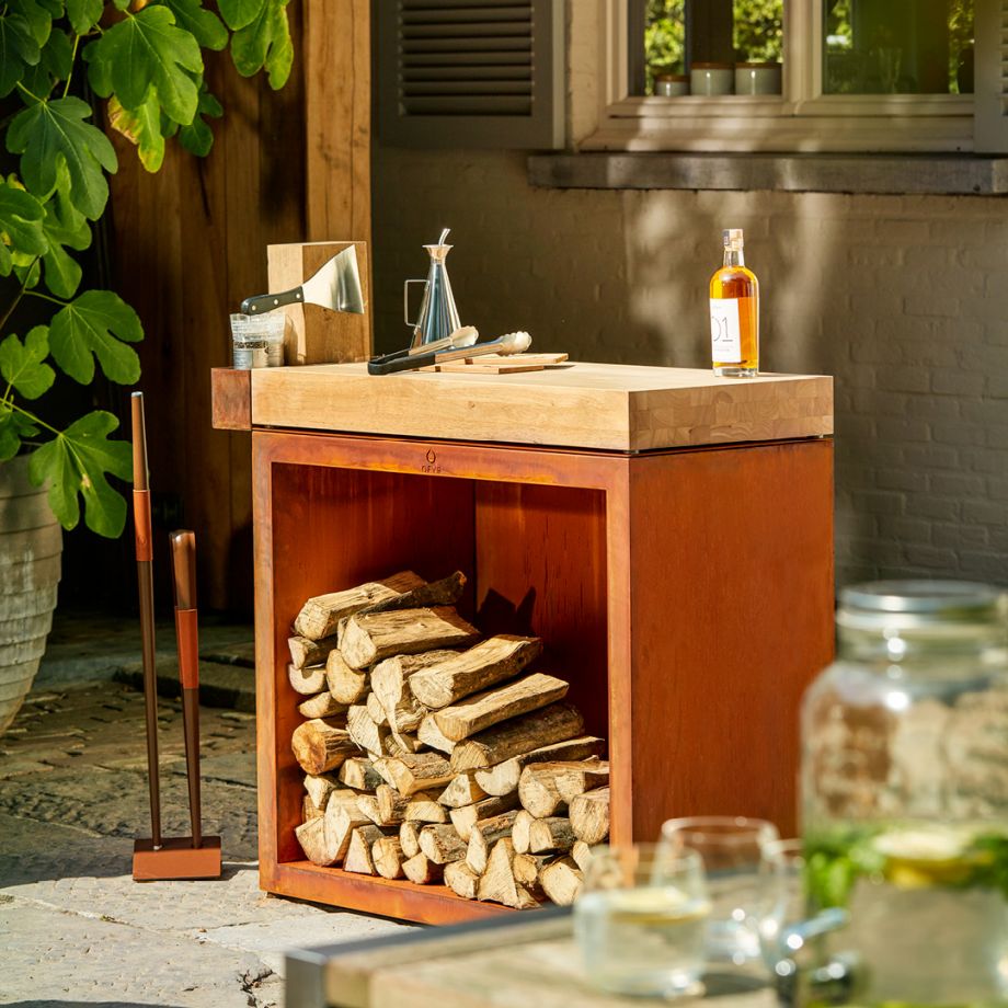 Ofyr OFYR Butcher Block Storage 90 Corten Teak Wood