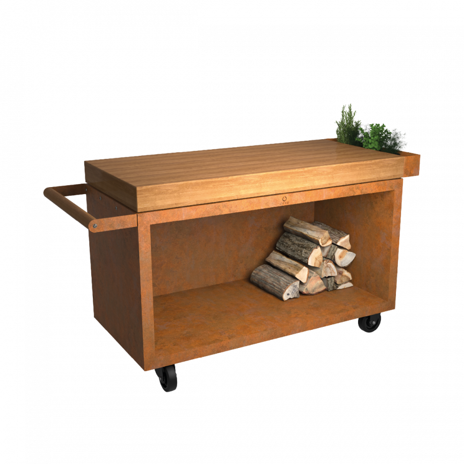 ofyr Mise en Place Table Corten 135 PRO Teak Wood