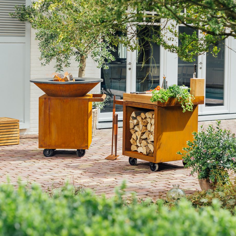 Ofyr Mise En Place Table Corten 65 PRO Teak Wood