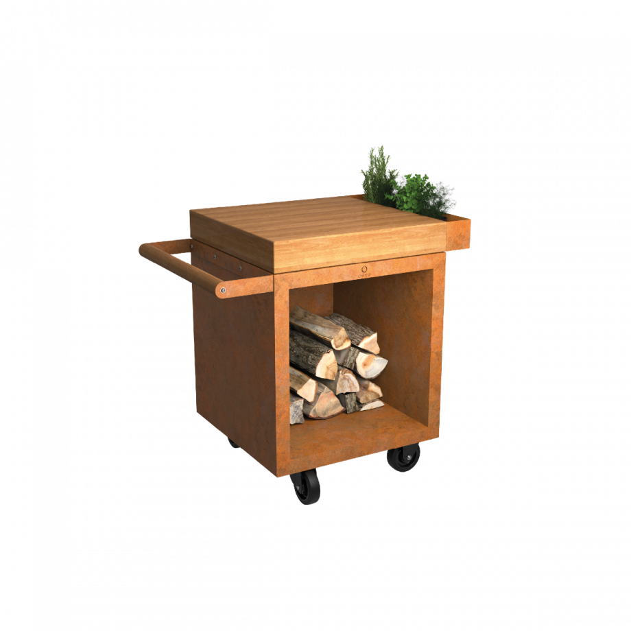 ofyr Mise en Place Table Corten 65 PRO Teak Wood