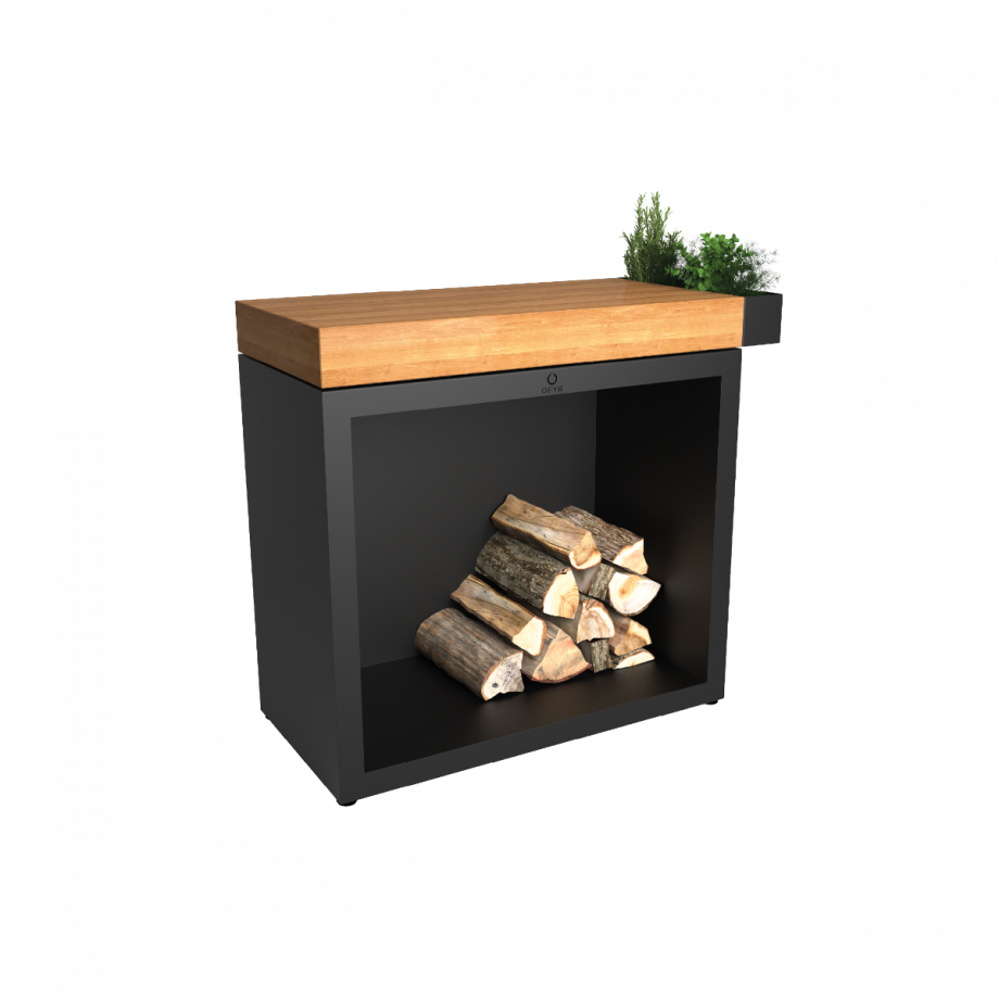 ofyr OFYR Butcher Block Storage 90 Black Teak Wood