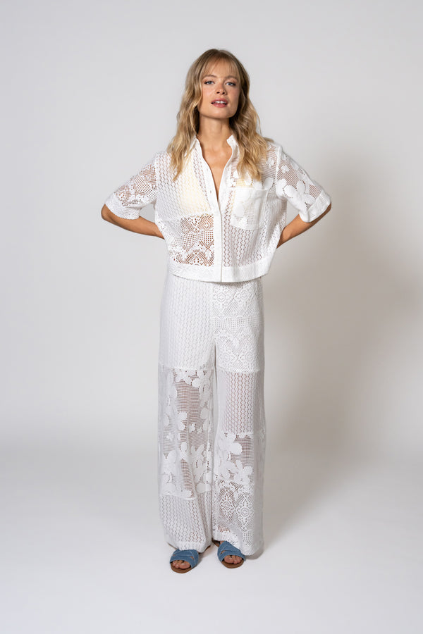 Oh April Ackee Lace Pants Off White
