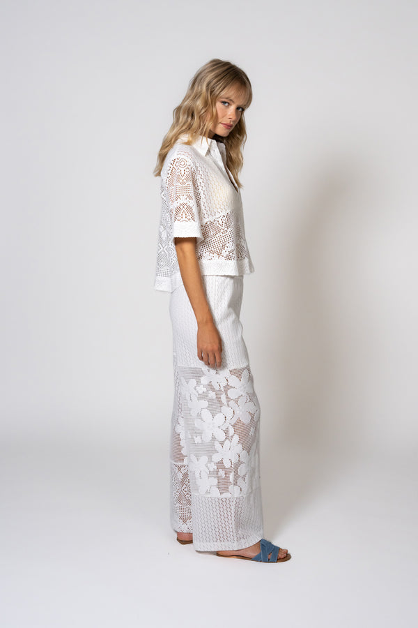 Oh April Ackee Lace Pants Off White