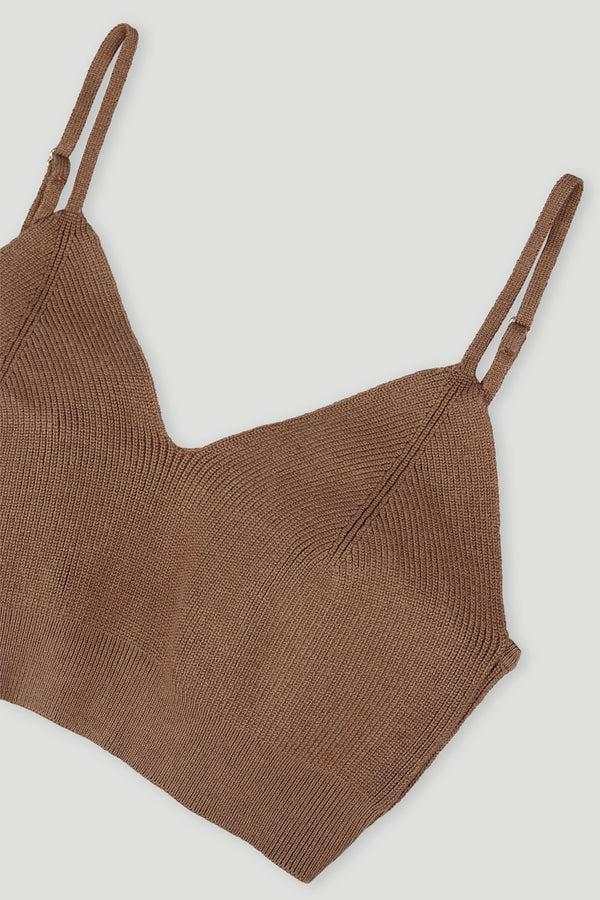 Oh April Aji Knit Top Brown